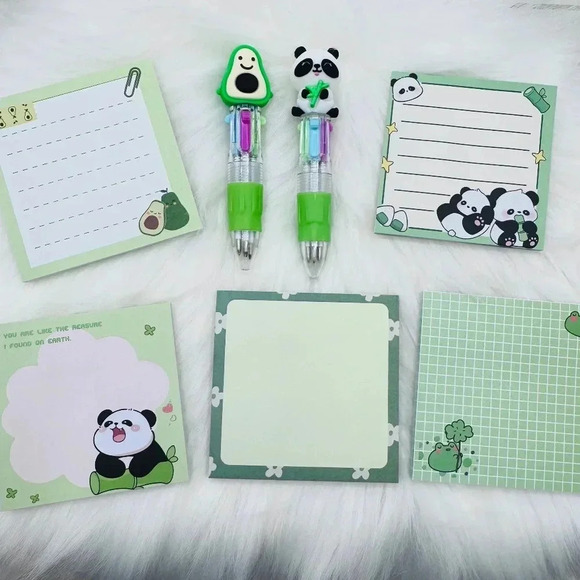 Sticky Notepads Green Theme Bundle w/ Mini pens - Picture 1 of 3